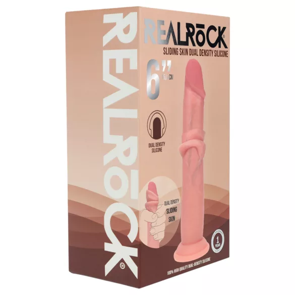 RealRock - realistisk dildo med dobbel tetthet (hudfarge) - 15,5 cm