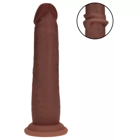 RealRock - realistisk dildo med dobbel tetthet (brun) - 18,5 cm