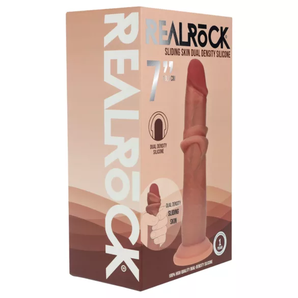 RealRock - realistisk dildo med dobbel tetthet (solbrun) - 18,5 cm