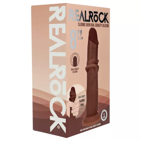RealRock - realistisk dobbelt tetthet-dildo (brun) - 20,5 cm