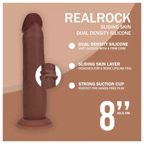 RealRock - realistisk dobbelt tetthet-dildo (brun) - 20,5 cm