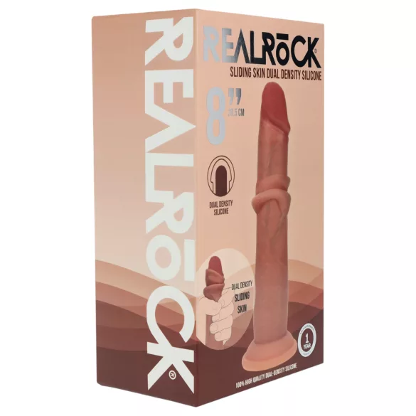 RealRock - realistisk dildo med dobbel tetthet (solbrun) - 20,5 cm
