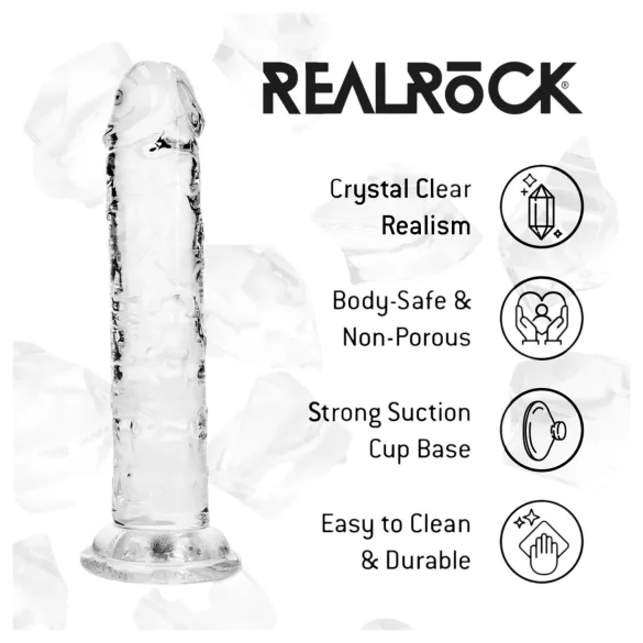 RealRock - realistisk dildo med sugekopp (gjennomsiktig) - 12,7 cm