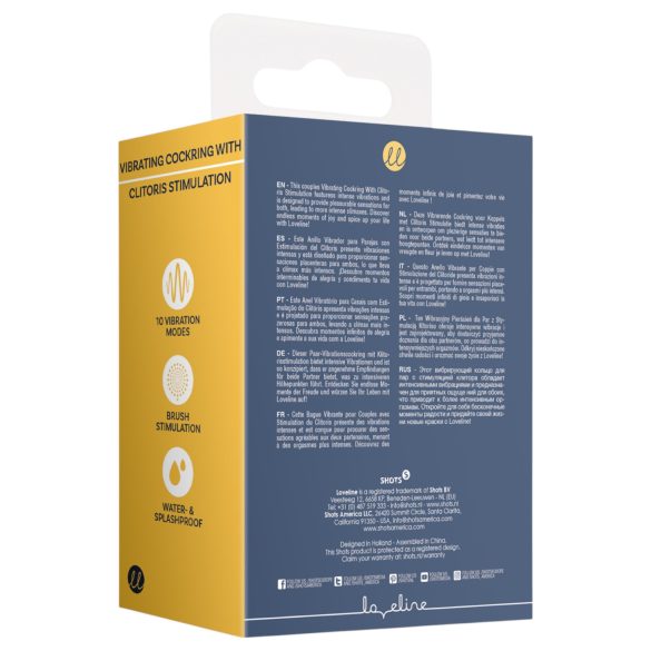 Loveline - vibrerende penisring med klitorisstimulator (grå)