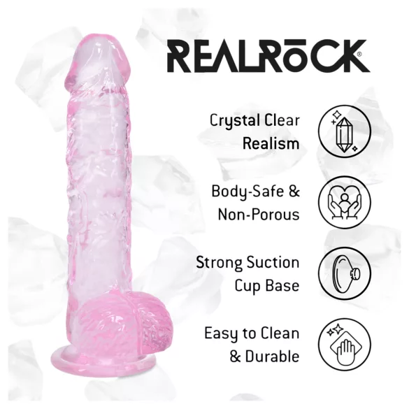 RealRock - realistisk dildo med testikler (rosa) - 12,7 cm