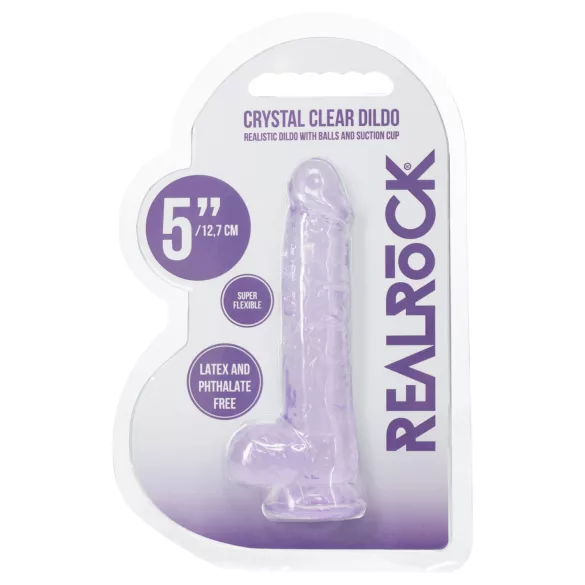 RealRock - realistisk dildo med testikler (lilla) - 12,7 cm