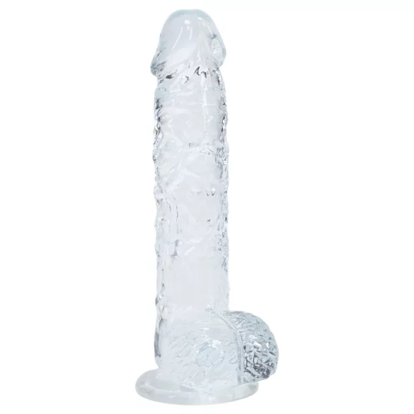 RealRock - naturtro dildo med testikler (gjennomsiktig) - 12,7 cm