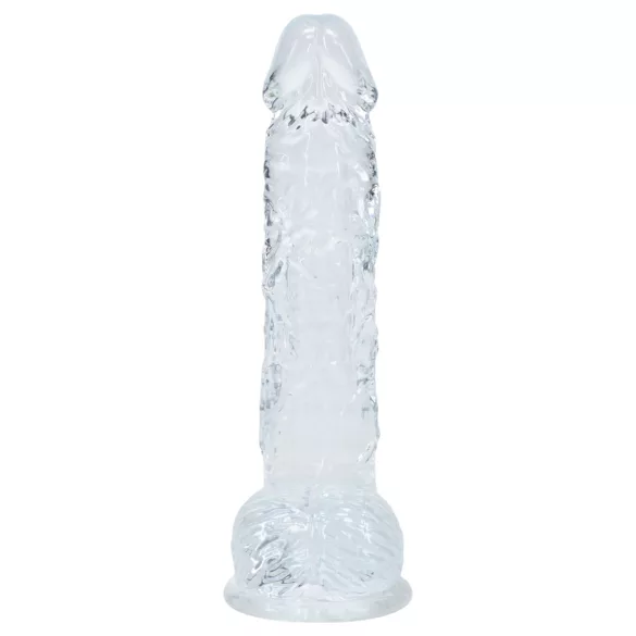 RealRock - naturtro dildo med testikler (gjennomsiktig) - 12,7 cm