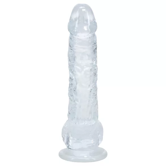 RealRock - naturtro dildo med testikler (gjennomsiktig) - 12,7 cm