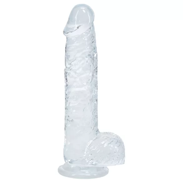 RealRock - naturtro dildo med testikler (gjennomsiktig) - 12,7 cm