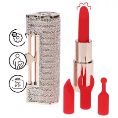   Loveline Angel - leppestiftvibrator med 4 utskiftbare hoder (rosa)
