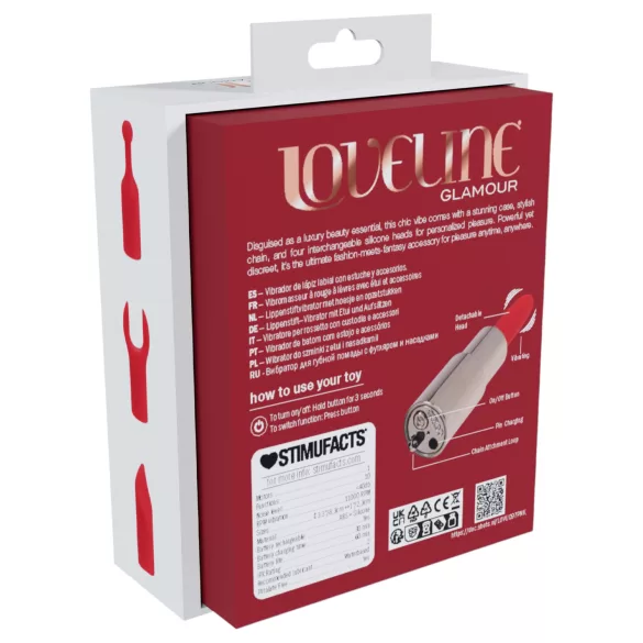 Loveline Candy - leppestiftvibrator med 4 hoder (rosa)
