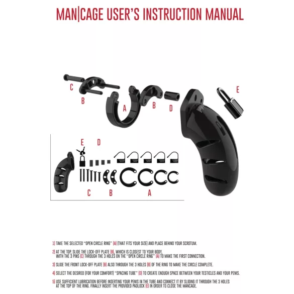 ManCage - Modell 13 penissebur (svart) - 6,5 cm