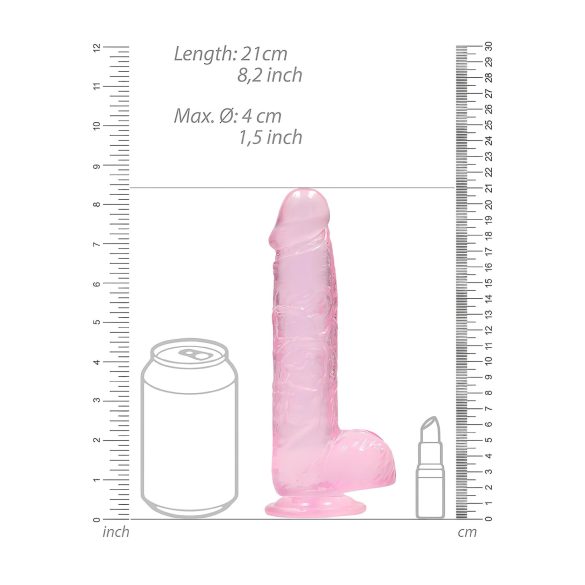 REALROCK - gjennomsiktig naturtro dildo - rosa (19 cm)