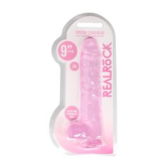 REALROCK - Gjennomsiktig, naturtro dildo - rosa (22 cm)