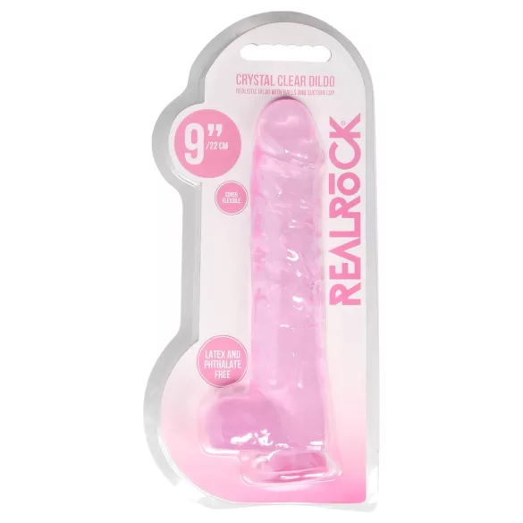 REALROCK - Gjennomsiktig, naturtro dildo - rosa (22 cm)