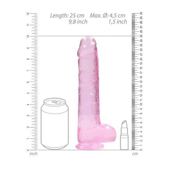REALROCK - Gjennomsiktig, naturtro dildo - rosa (22 cm)