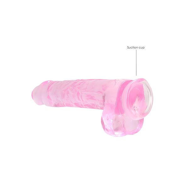 REALROCK - Gjennomsiktig, naturtro dildo - rosa (22 cm)