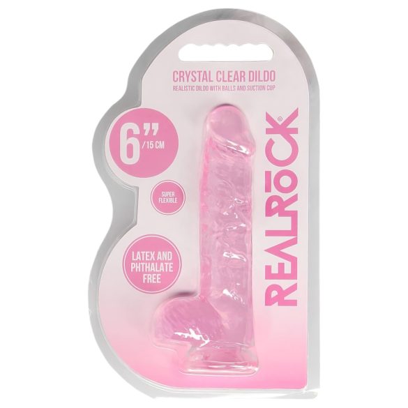 REALROCK - gjennomsiktig naturtro dildo - rosa (15 cm)