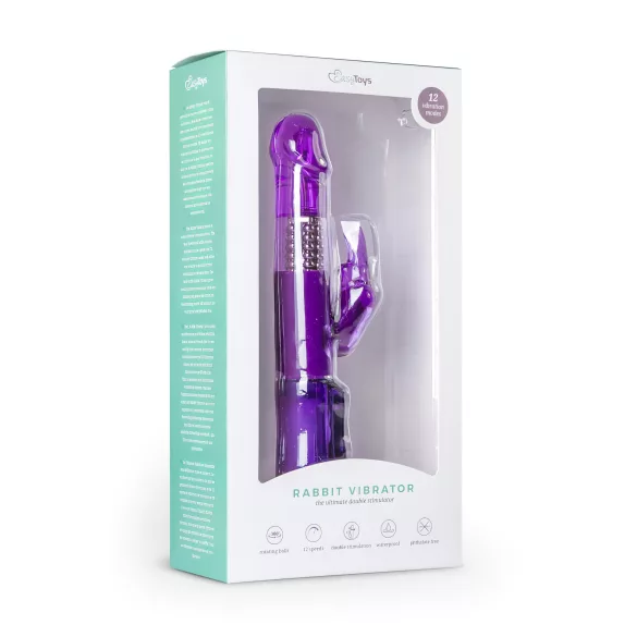 Easytoys Kanin - roterende perler, klitorisvibrator med arm (lilla)