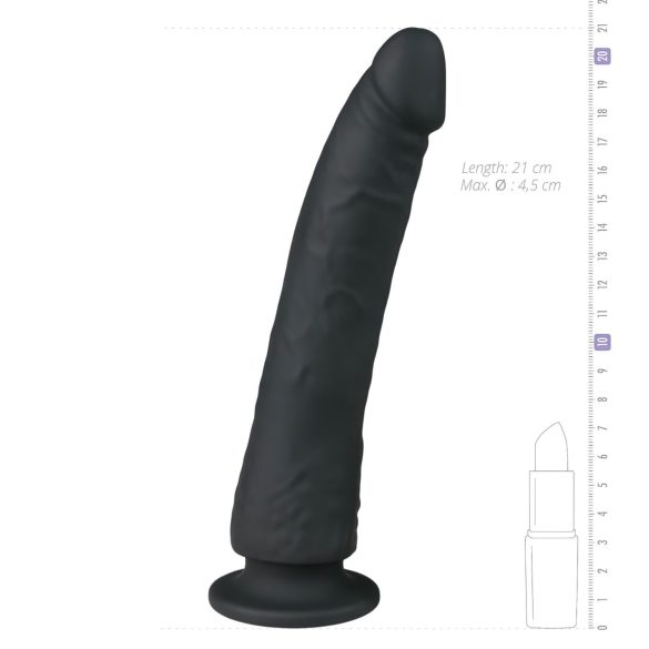 Easytoys - sugekopp 100% silikon dildo (21 cm) - svart