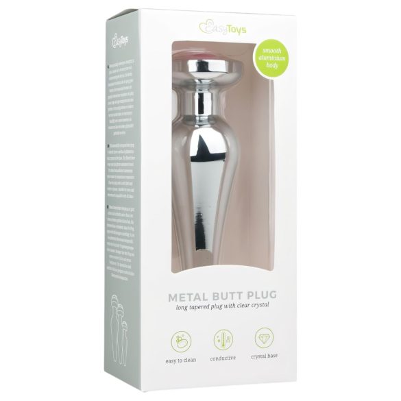 Easytoys Metall No.11 - rosa juvel analplugg - sølv (3,5cm)