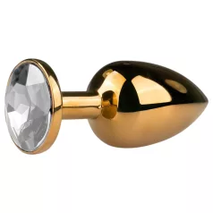   Easytoys Metall nr. 1 - gullfarget analplugg med hvit stein (2,5 cm)