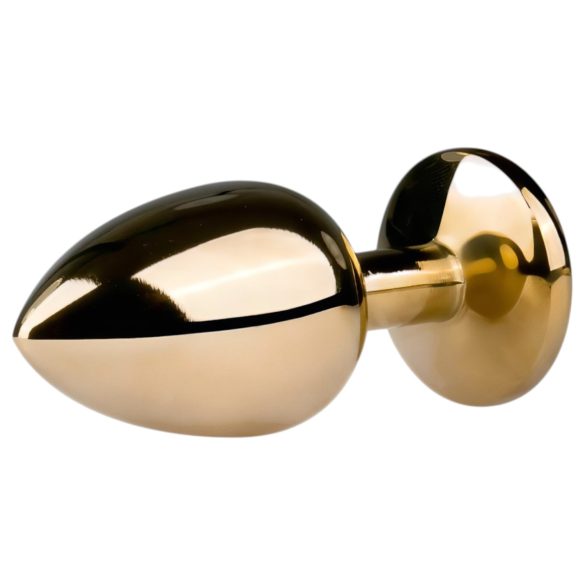 Easytoys Metall nr. 1 - gullfarget analplugg med hvit stein (2,5 cm)