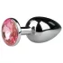 EasyToys Metall No.1 - analplugg med rosa stein i kjegleform (sølv, 2,7 cm)