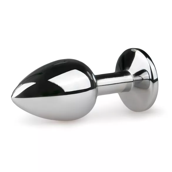 EasyToys Metall No.1 - analplugg med rosa stein i kjegleform (sølv, 2,7 cm)