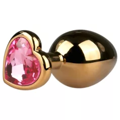   Easytoys Metal No.7 - rosa stein, kjegleformet analplugg - gull (3 cm)