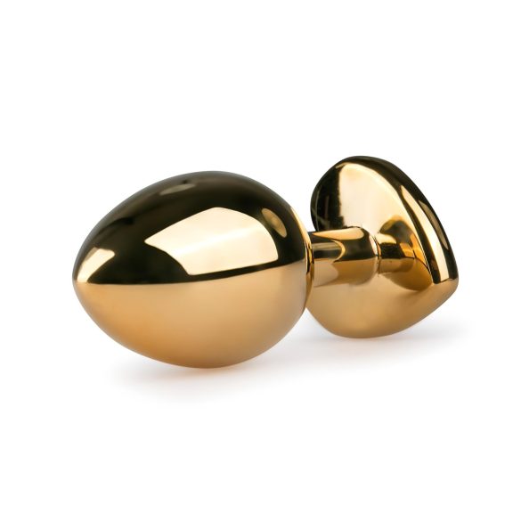 Easytoys Metal No.7 - rosa stein, kjegleformet analplugg - gull (3 cm)