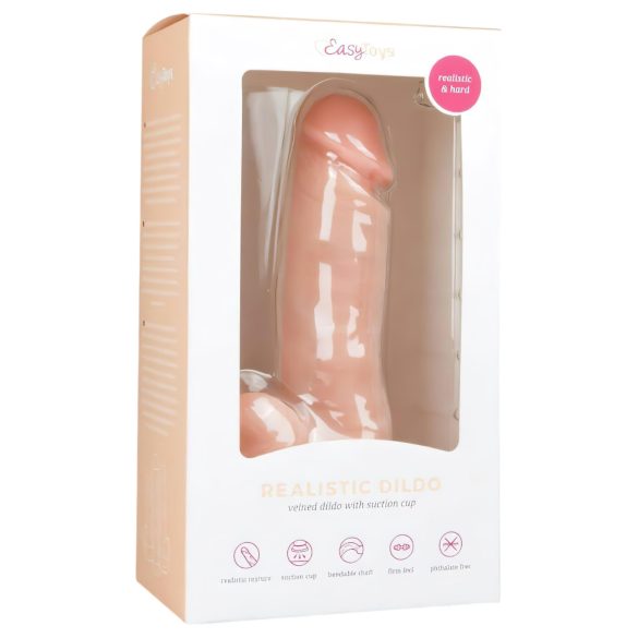 Easytoys – sugekopp-dildo med testikler (17,5 cm) – naturlig