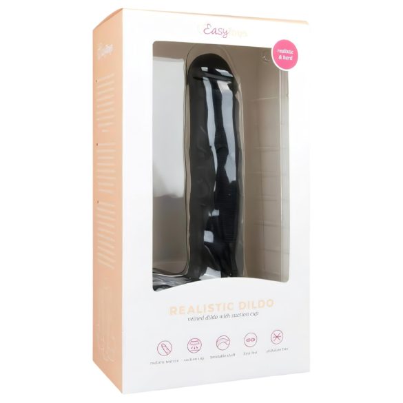 Easytoys - stor sugekoppdildo med testikler (26,5 cm) - svart