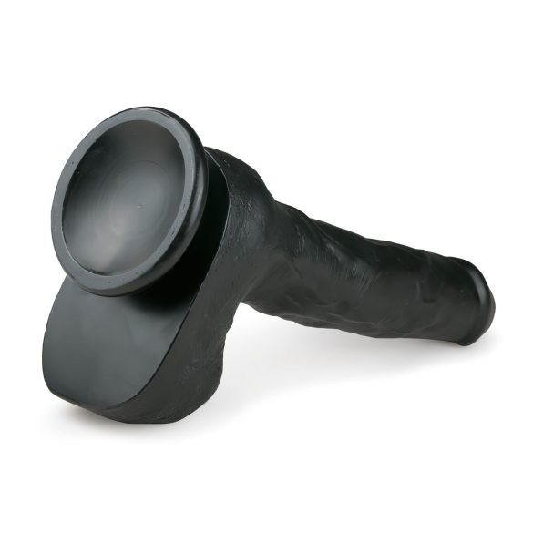 Easytoys - stor sugekopp-dildo med testikler (29,5 cm) - svart