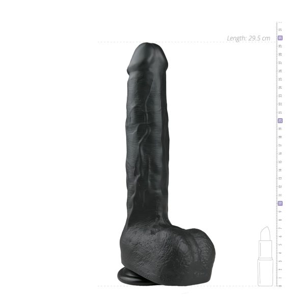 Easytoys - stor sugekopp-dildo med testikler (29,5 cm) - svart