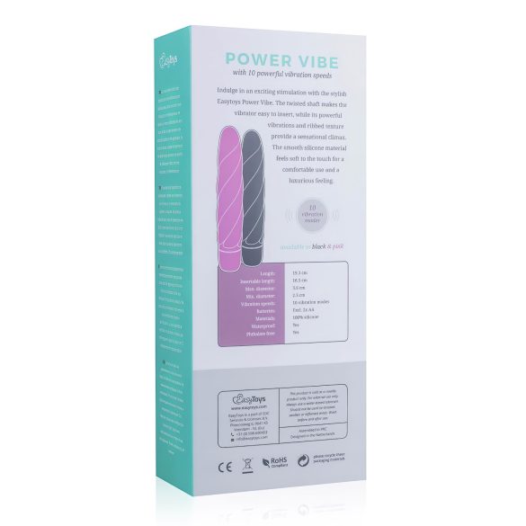 Easytoys Power Vibe - vridd silikonstav vibrator (svart)