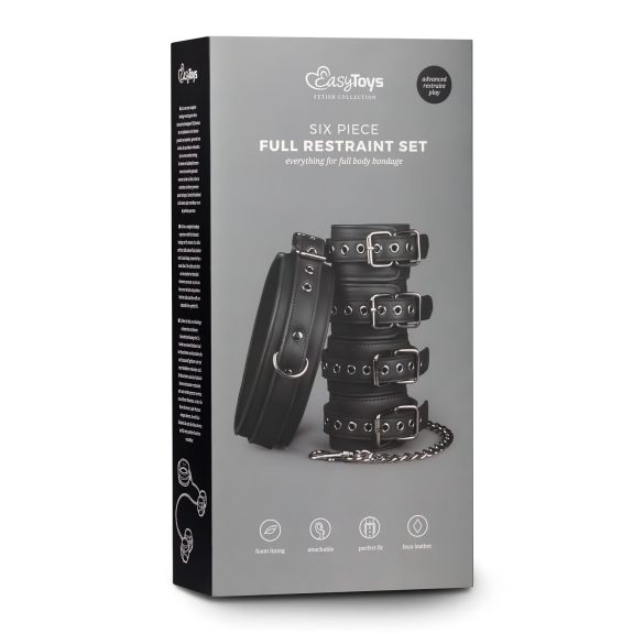 Easytoys - Halsbånd med håndledd- og ankelmansjetter (svart)