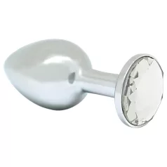 Rimba XS - transparent juvélbesatt metall analplugg (sølv)