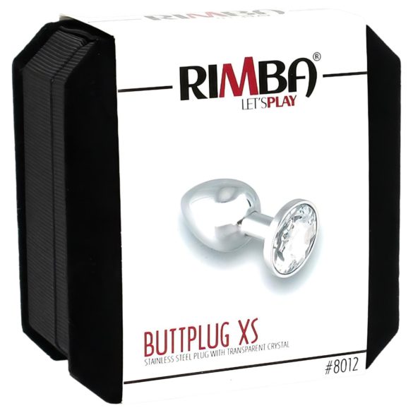 Rimba XS - transparent juvélbesatt metall analplugg (sølv)
