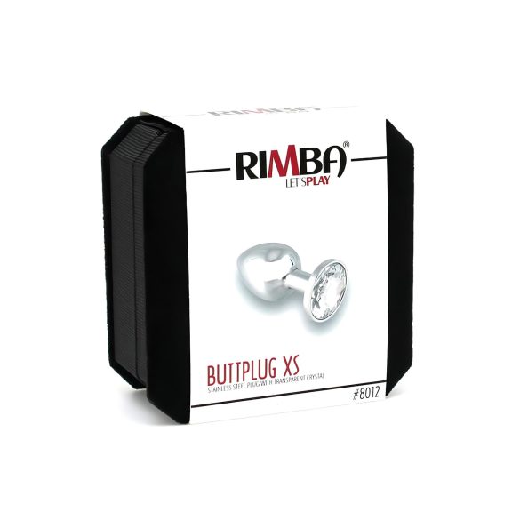 Rimba XS - transparent juvélbesatt metall analplugg (sølv)