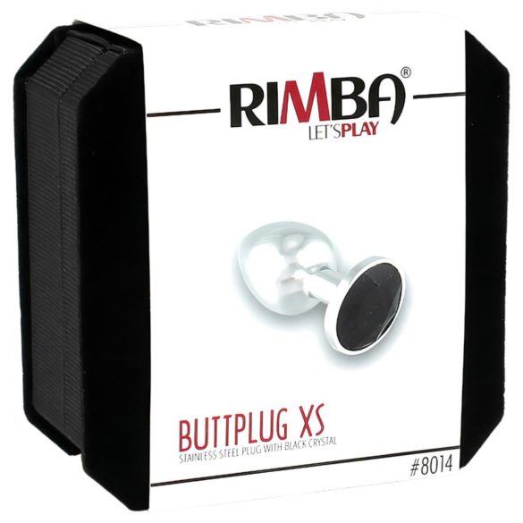 Rimba XS - svart metall analplugg med stein (sølv)