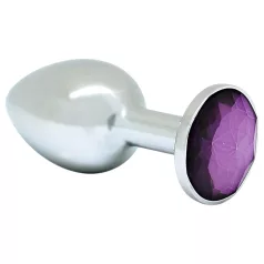 Rimba XS - lilla stein, metall analplugg (sølv)