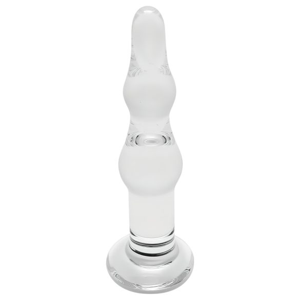 Rimba Dolly - bølgete, gjennomsiktig glassdildo for anal bruk