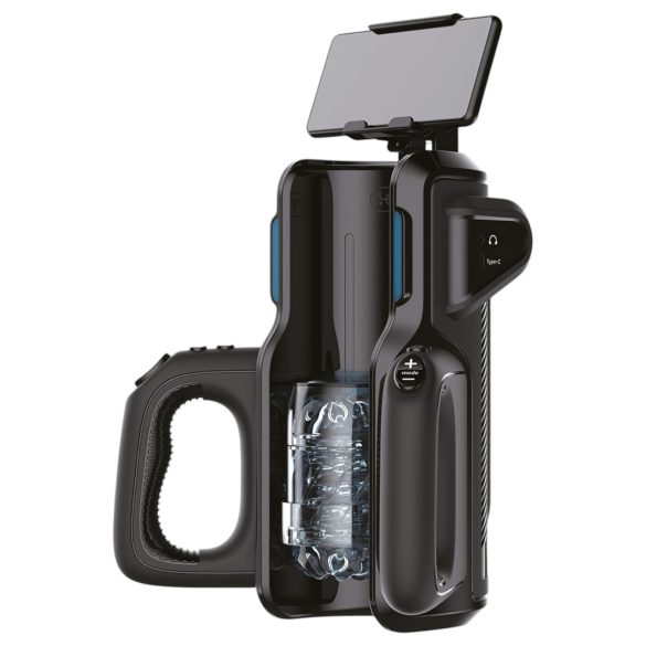 LETEN SM 500 - Opp-og-ned masturbator med mobiltelfonholder (svart)