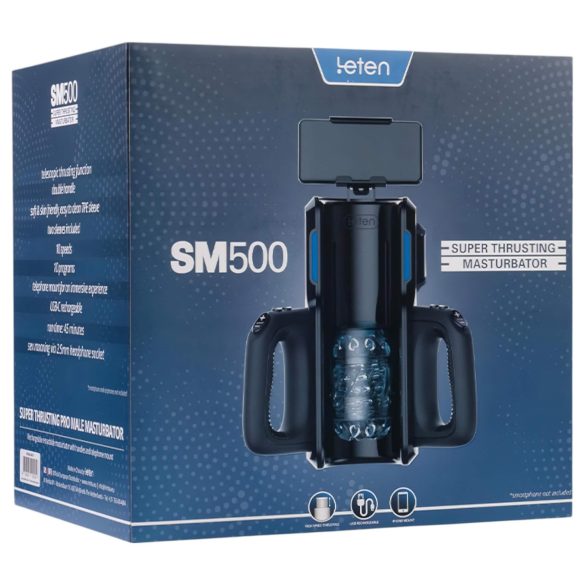 LETEN SM 500 - Opp-og-ned masturbator med mobiltelfonholder (svart)