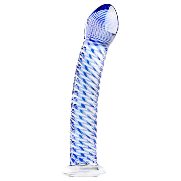 Gildo Glass No. 5 - spiral glass dildo (klar-blå)
