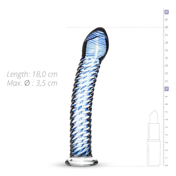 Gildo Glass No. 5 - spiral glass dildo (klar-blå)