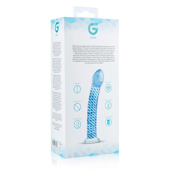 Gildo Glass No. 5 - spiralglassdildo (klar-blå)