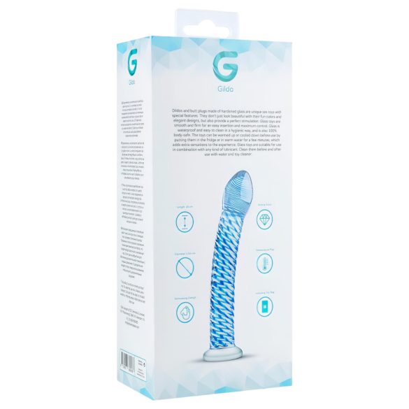 Gildo Glass No. 5 - spiral glass dildo (klar-blå)